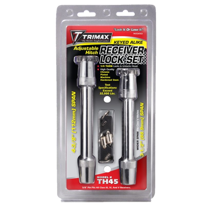 Trimax TH45 Keyed Alike Adjustable Receiver Lock Set for Safety